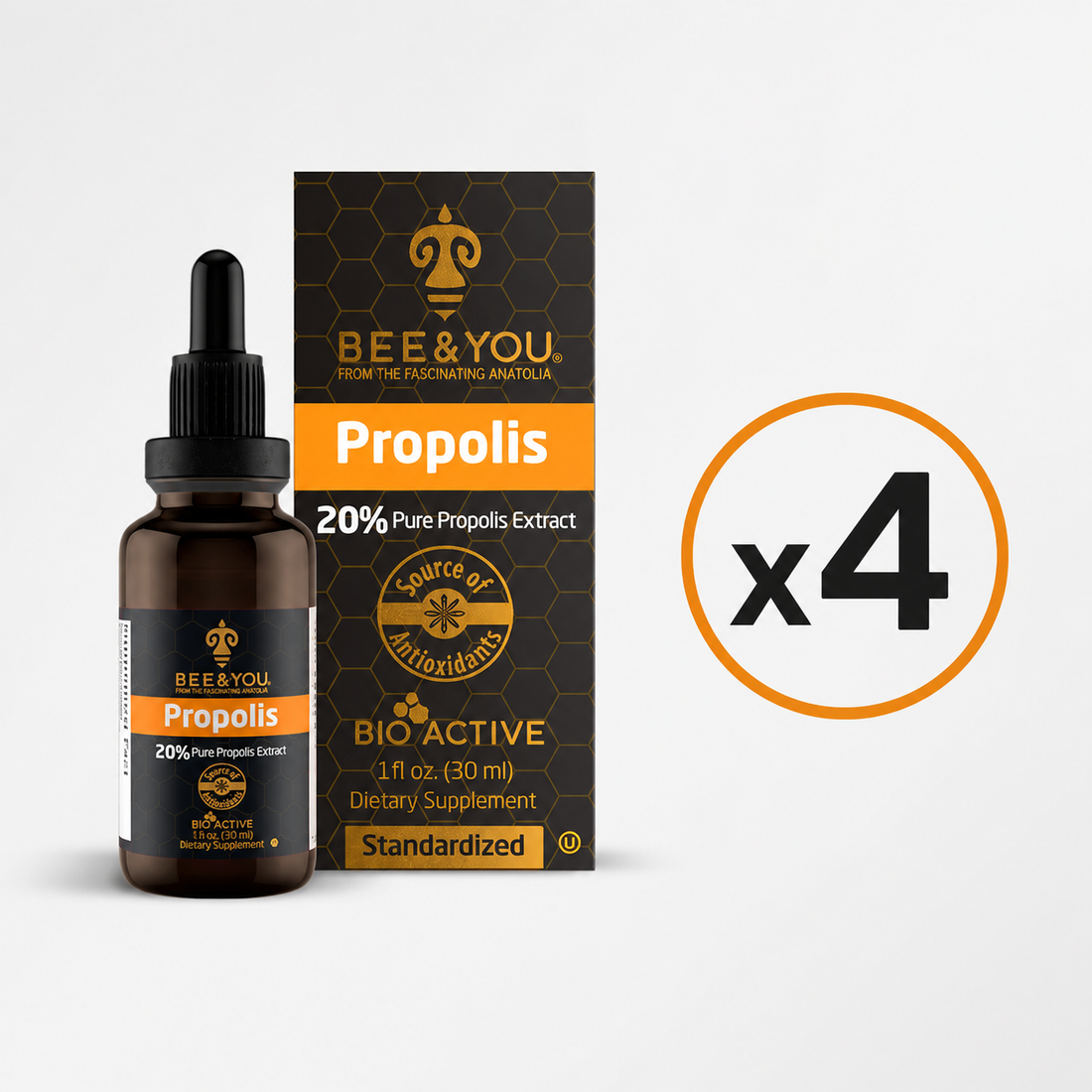 Propolis 20% Pure Liquid Extract | Pack of 4
