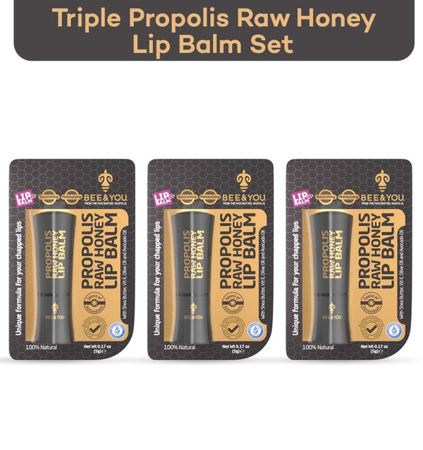 Triple Propolis Raw Honey Lip Balm Set